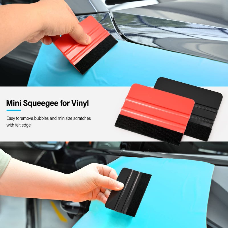 Gomake 20 Pack Vinyl Squeegee with 20PCS Felt Fabric for Tint Film Decal Application Tool Vinyl Wrap Installation Wallpaper Smooth Tool (Black and Red, 20) - Image 3